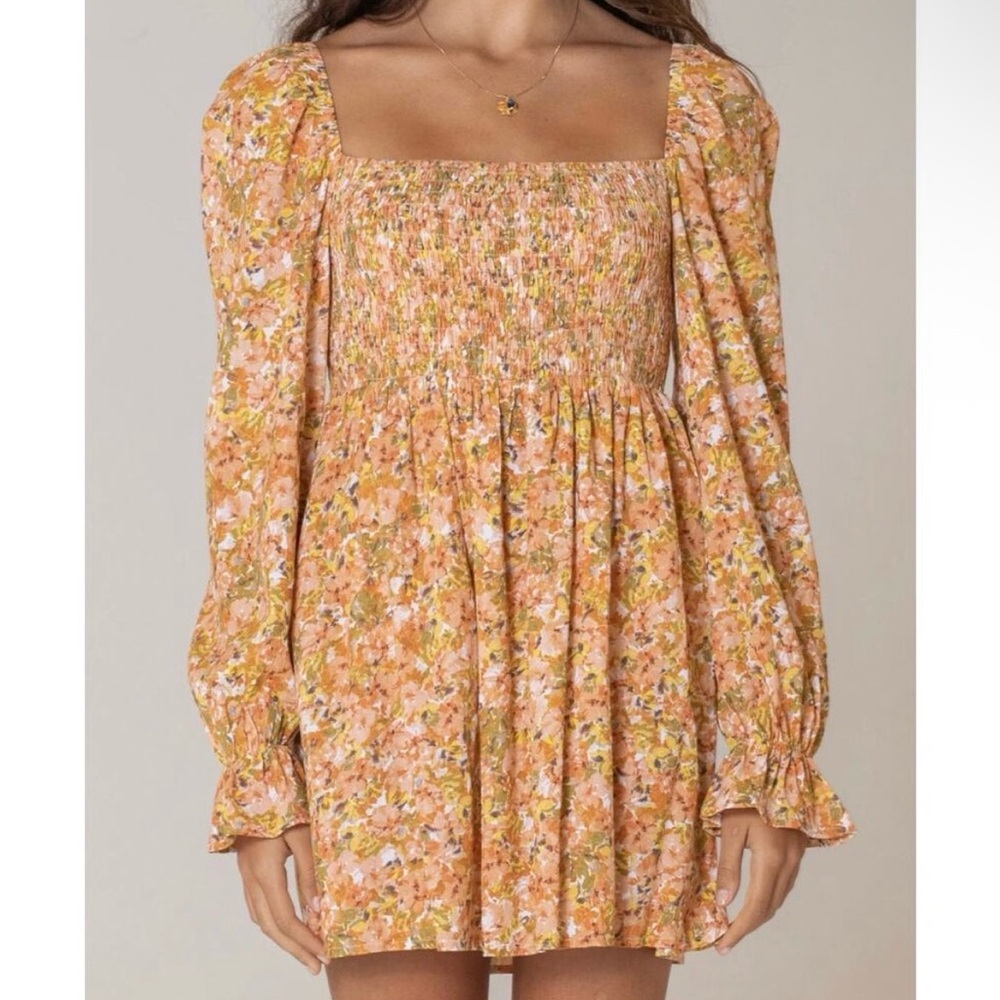 Girl and the sun orange floral dress